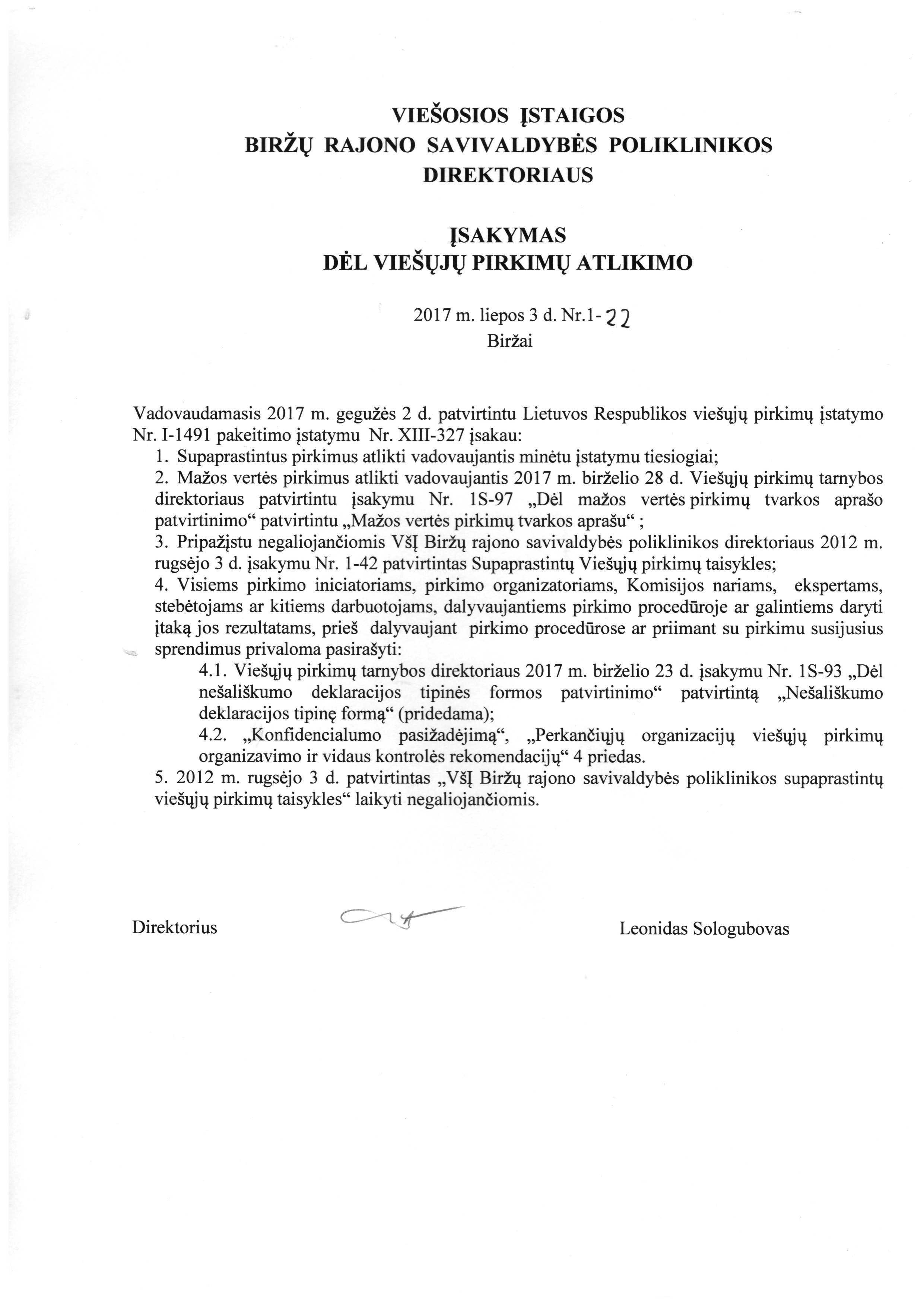 Viešujų pirkimų įsakymas